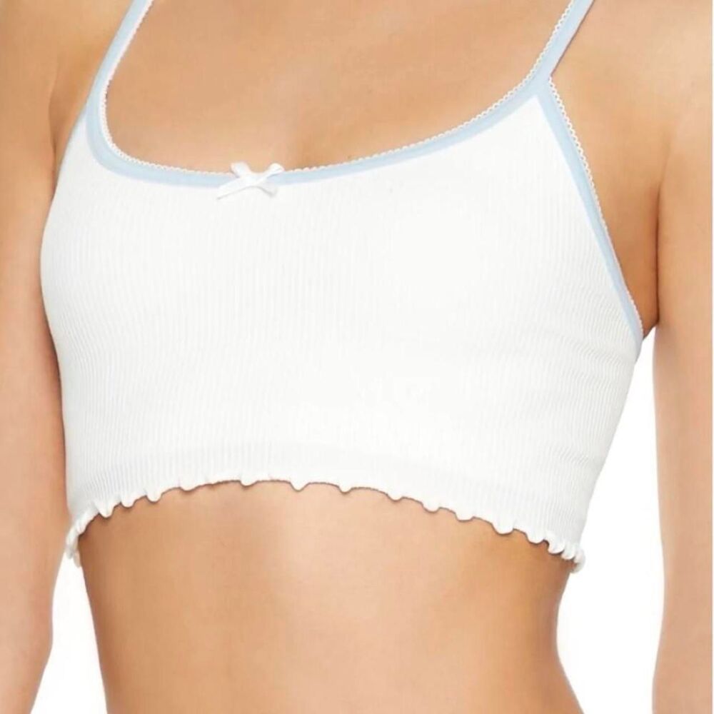 Forever-21 Women's White and Blue Bra